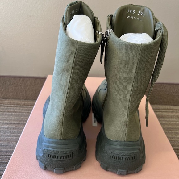 Miu Miu Combat Denim Washed Boot 💚 - Picture 4 of 14